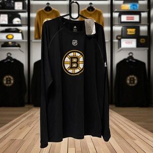 Black Boston Bruins Long Sleeve T Shirt men’s sz S NEW w/tag adidas NHL hockey